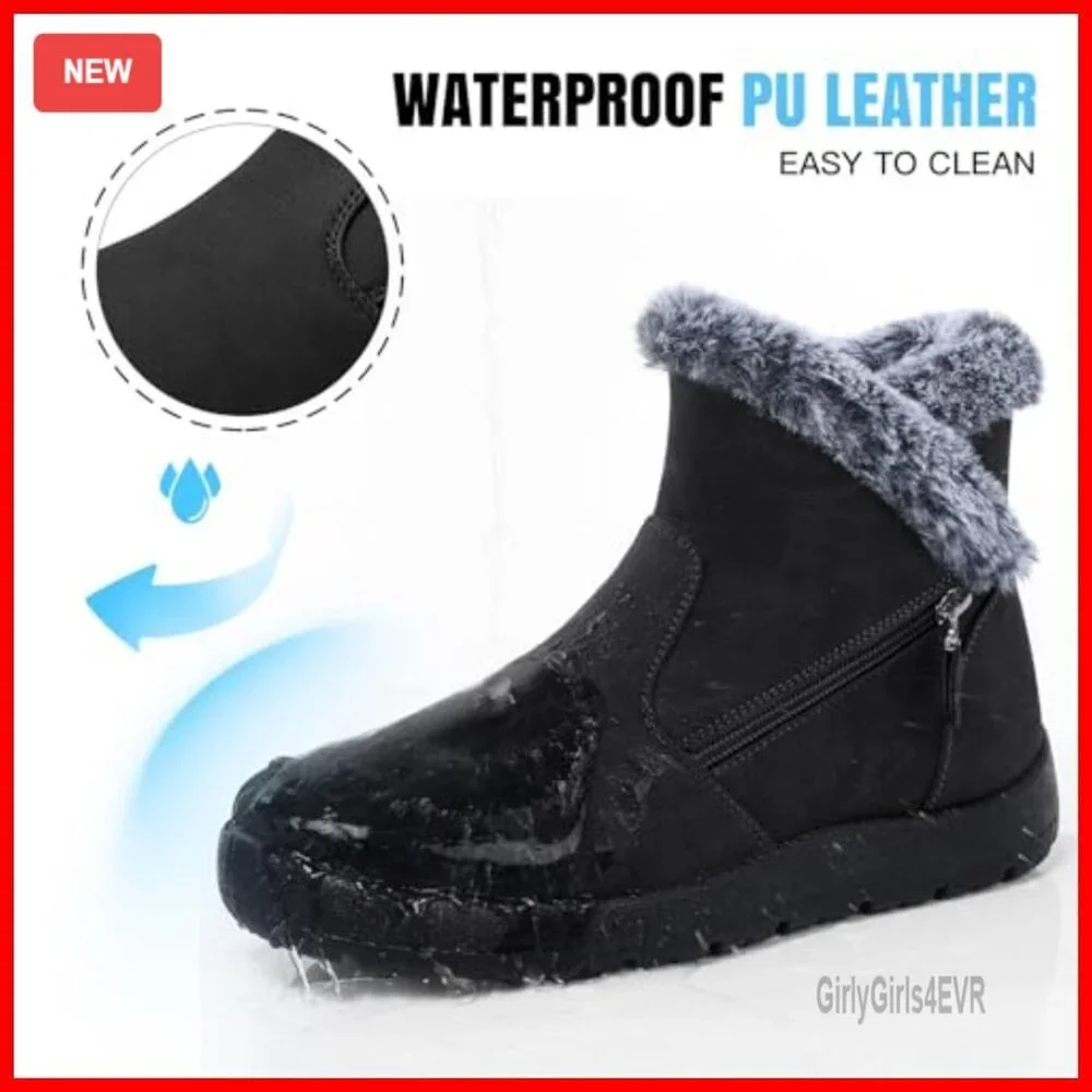 Waterproof Winter Boots Women's Snow Boots Fur Lined Ankle Booties Non-Slip